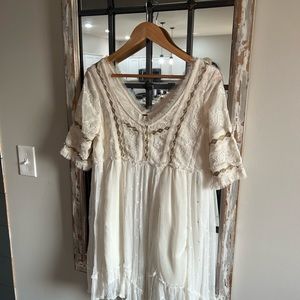 Free People ivory and Gold Tunic